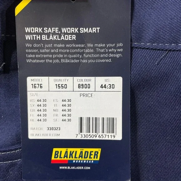 Blaklader 1676 FR Pants Mens 44x30 Blue Welding Work Outdoor Utility HRC 2 CAT 2
